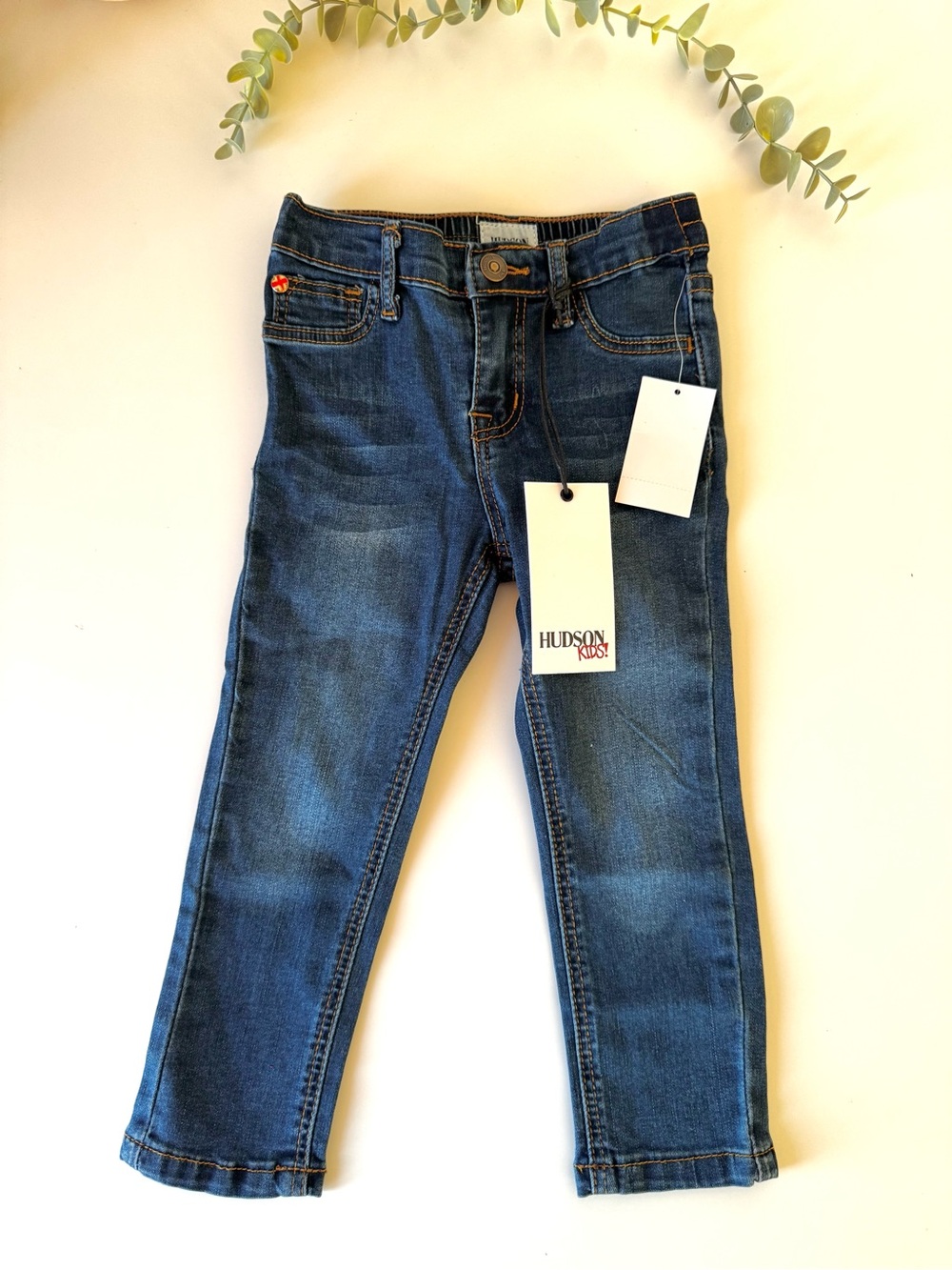 NWT Hudson Kids Boys Slim Straight Jeans Size 2T Dark Wash Premium Denim
